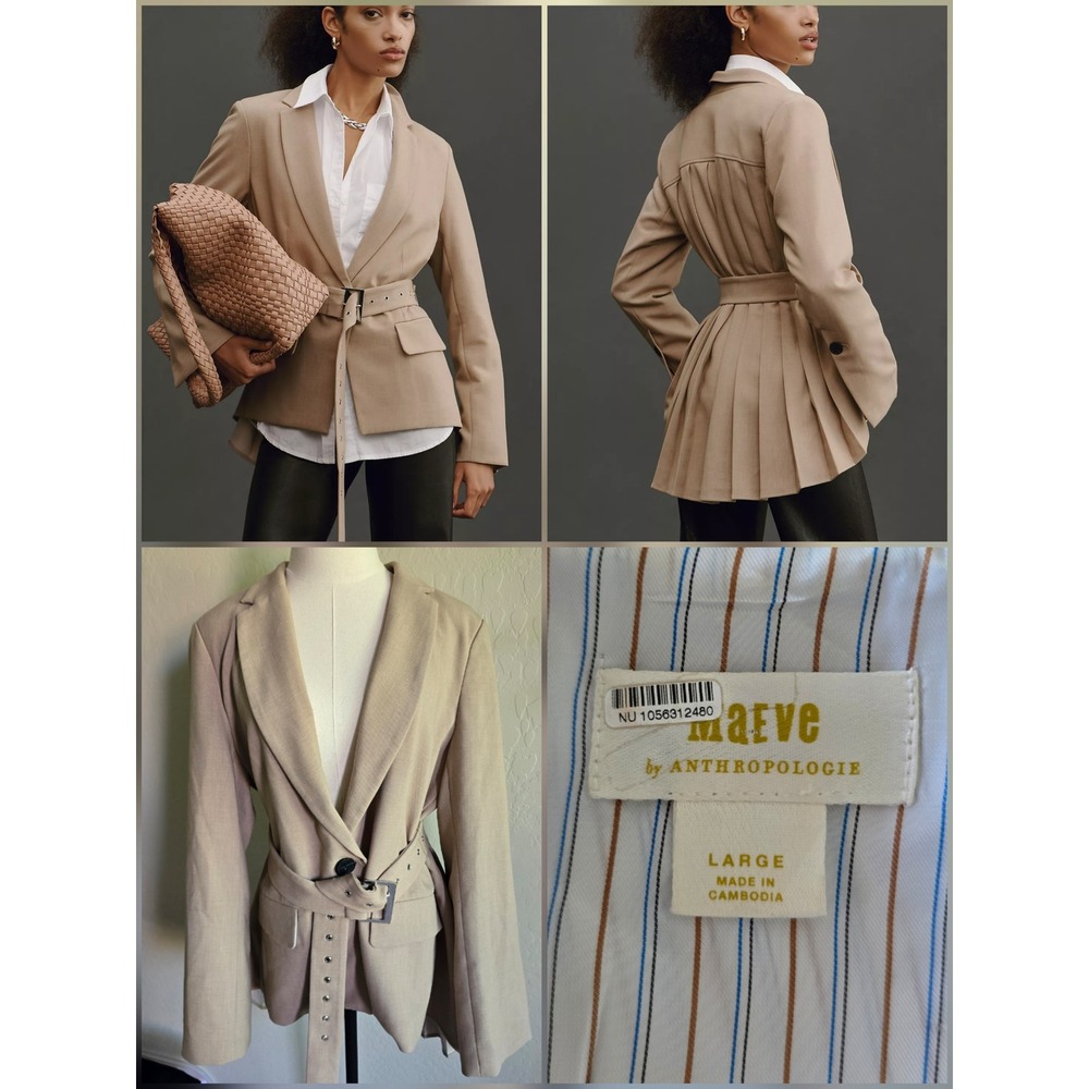 Maeve by Anthropologie Pleated Back Blazer Size Large